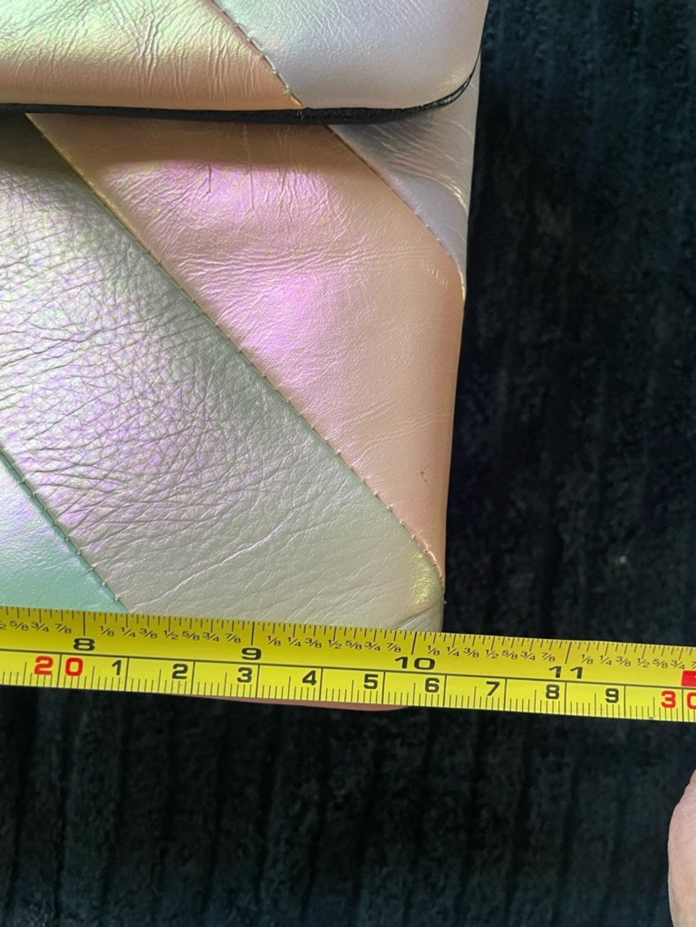 Kurt Geiger London Kensington Iridescent Pastel Stripe Leather Shoulder Bag - Picture 14 of 15